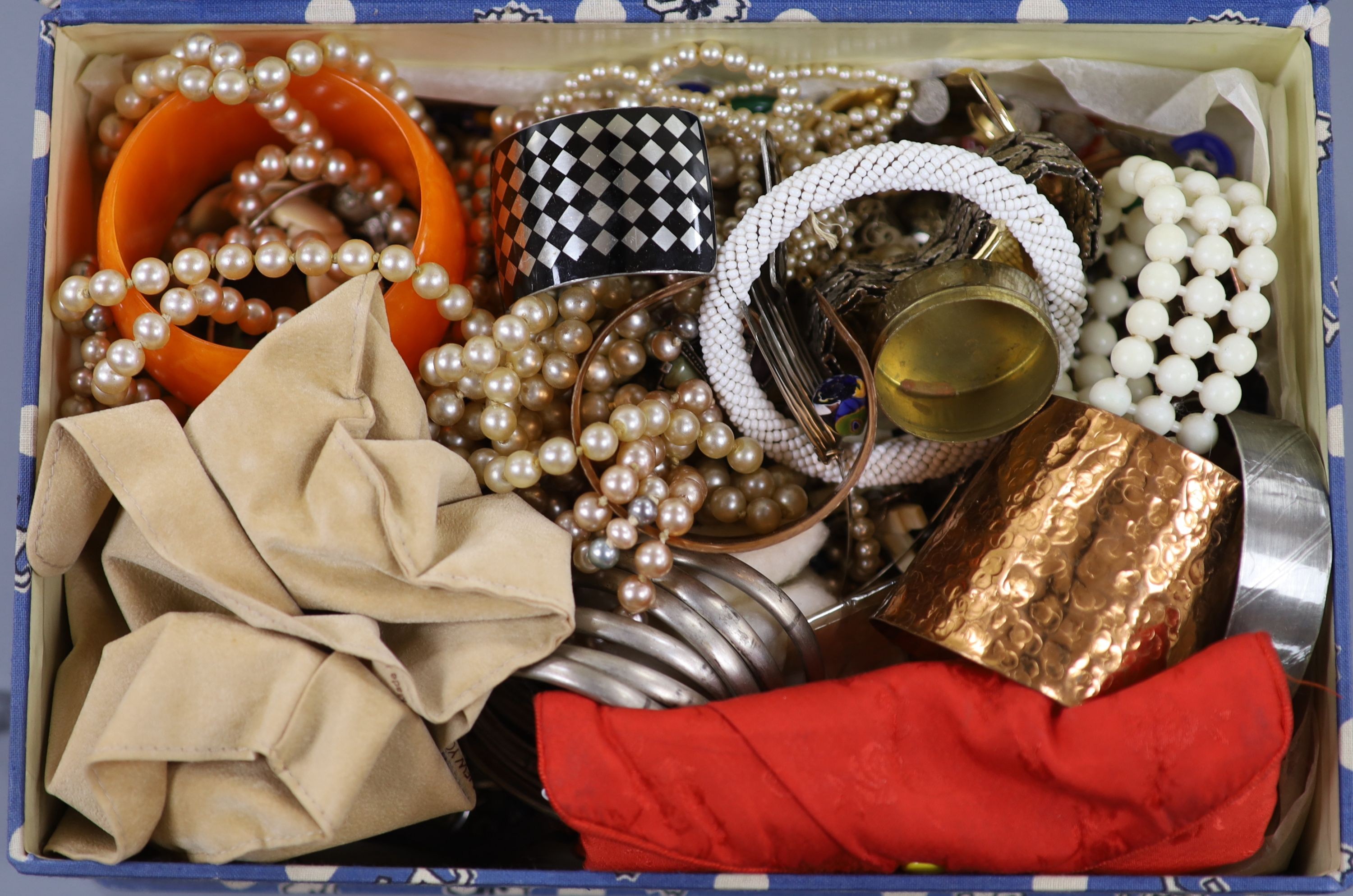 A large quantity of assorted mainly costume jewellery and a gentleman's steel Longines manual wind wrist watch.